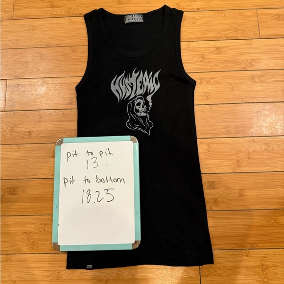 Black Hysteric Glamour Tank Top Free Size Grim Reaper Smoking Cigarette - Picture 2 of 5